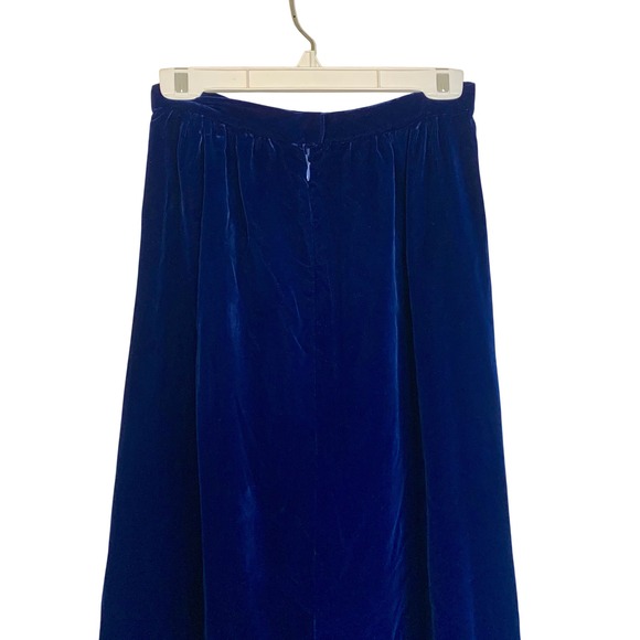 Vintage Blue Velvet Maxi Skirt Lined Back Zipper Hook and Eye Womens Small - Picture 6 of 6